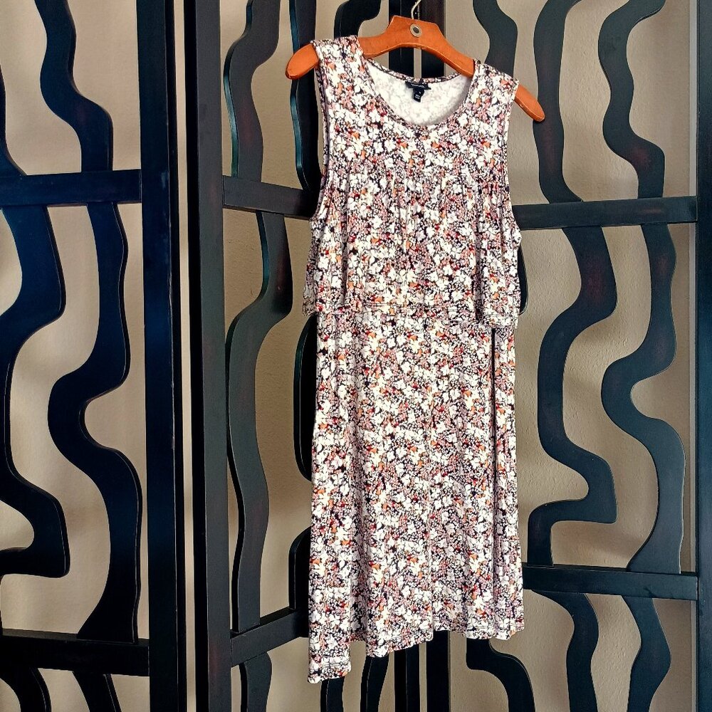 Floral Ruffle Overlay Dress